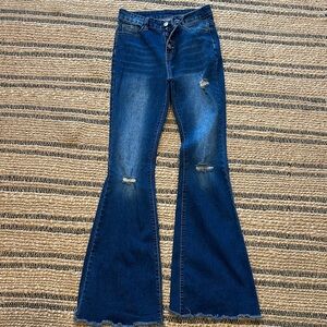 Stylish Blue Flared Women Jeans